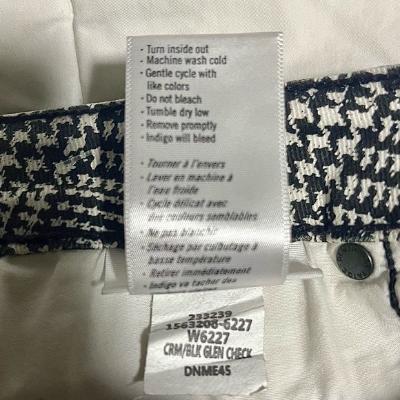 Paige Hoxton Ultra Skinny Jeans Cream and Black Glen Check. Size 26. - Picture 7 of 7
